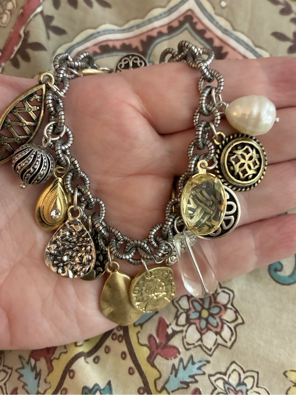 Chico’s Mixed Metal Charm Bracelet with Gold and Silver Accents